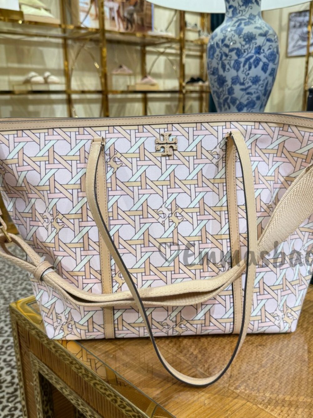 Tory Burch Blake Basketweave Zip Tote 184734 $550